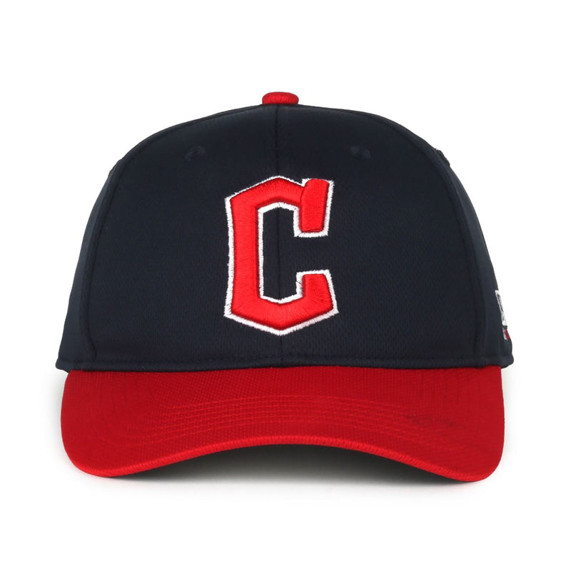 Discount OC Sports MLB-350 Adult Adjustable Performance Baseball Hat - Cleveland Guardians - Navy/Red