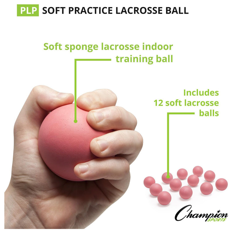 Champion Sports - Sponge Practice Lacrosse Balls - 1 Dozen - Pink - lauxsportinggoods