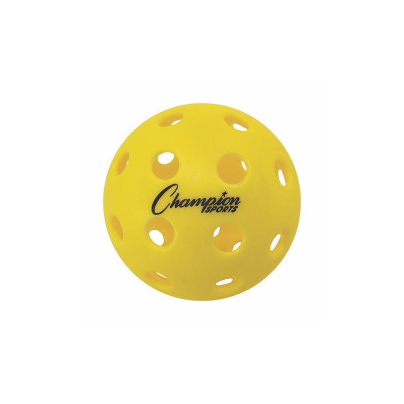 Champion Sports Injection Molded Outdoor Pickleball - Set of 6 - Yellow