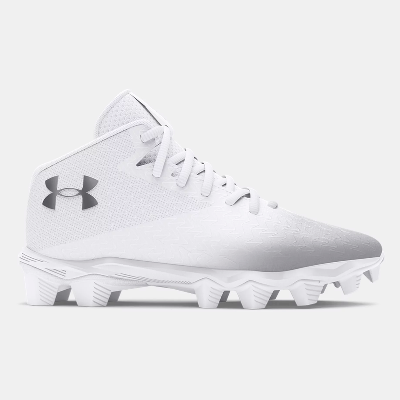 Under Armour Boys' UA Spotlight Franchise 4 RM Jr. Football Cleats - White/Metallic Silver - lauxsportinggoods