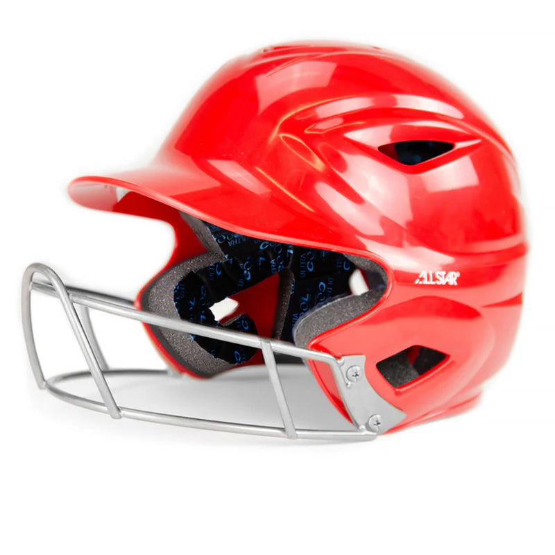 all star helmet football All Star S7 Batter's Helmet W/Faceguard Adult Fastpitch Scarlet