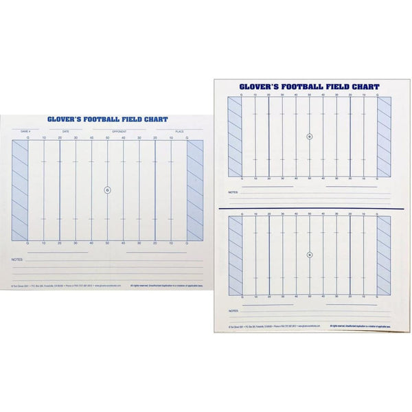 Glover's Scorebooks Football Field Charts - 8.5 x 11 - 30 Charts/Pack - lauxsportinggoods