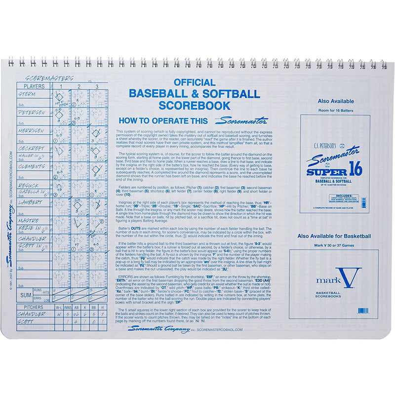 GSB Peterson Baseball/Softball Standard Scorebook, Maroon - lauxsportinggoods