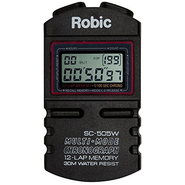 Robic Twelve Memory Chrono Stopwatch with Auto Lap-Counter and Up To 5th Place Times - lauxsportinggoods