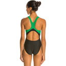 TYR Sport Women's Solid Maxback Swim Suit - Black/Green - 26 - lauxsportinggoods
