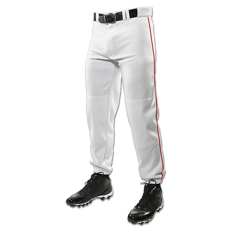 Used Champro Boys' Traditional Fit Triple Crown Classic Youth Baseball Pants Youth-Large-White-Scarlet Pipe - lauxsportinggoods