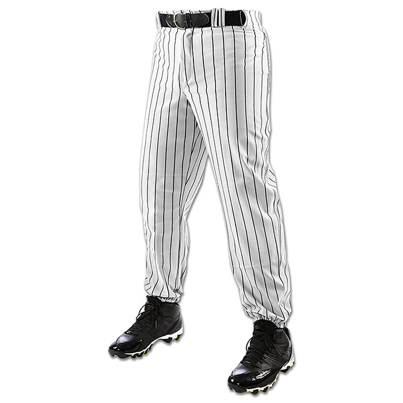 Open Box Champro Boys' Triple Crown Pinstripe Polyester Baseball Pants Youth-X-Small-White-Black Pin - lauxsportinggoods
