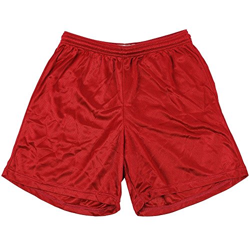 Alleson Adult Nylon Mesh Shorts - Medium - Red - lauxsportinggoods