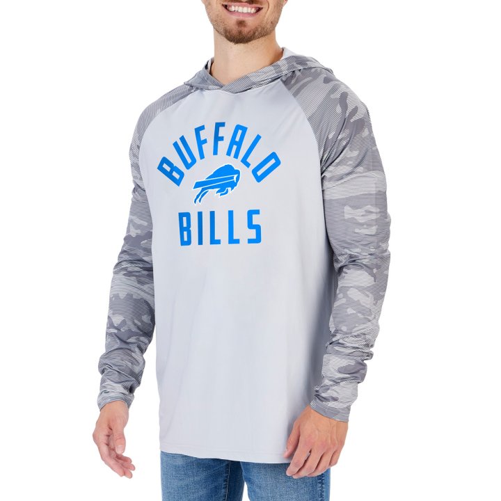 Zubaz Men's Buffalo Bills Hidden Print Lightweighted Hoody - Gray - lauxsportinggoods