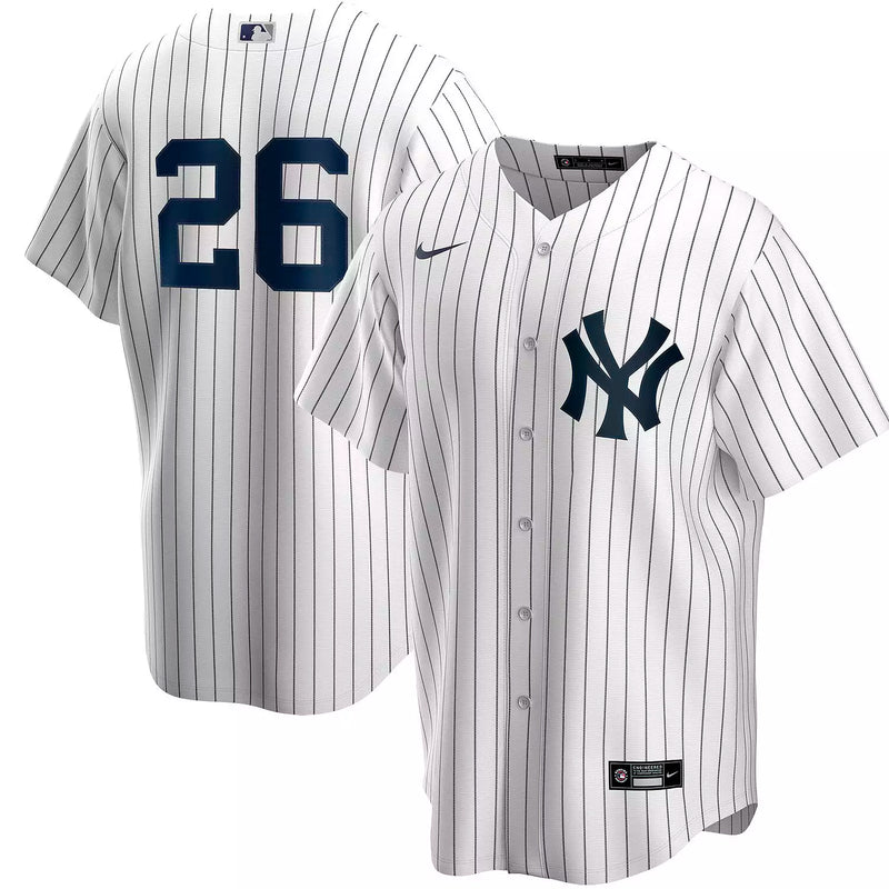 Nike Men's New York Yankees DJ LeMahieu Official Replica Jersey - White/Navy - lauxsportinggoods