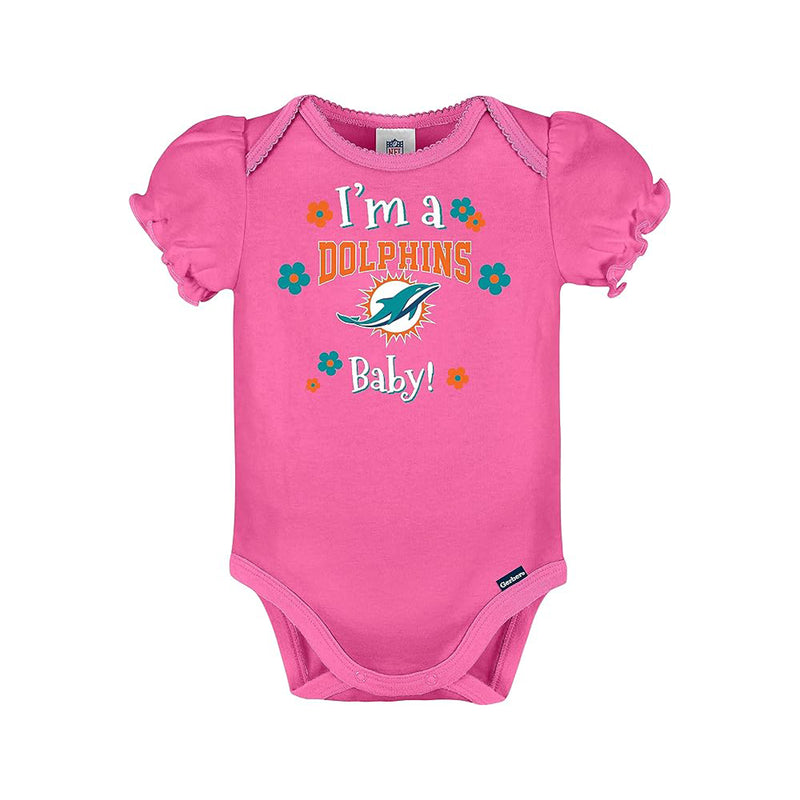 G-III Infant Girl's Miami Dolphins Short Sleeve Bodysuit - 3 Piece - lauxsportinggoods
