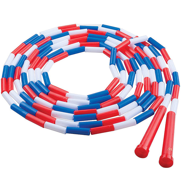 Champion Sports Plastic Link Jump Rope-Red White Blue-16ft - lauxsportinggoods
