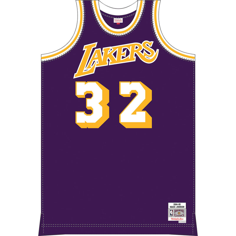 Mitchell & Ness NBA Los Angeles Lakers 84 Magic Johnson Swingman Road Jersey - lauxsportinggoods