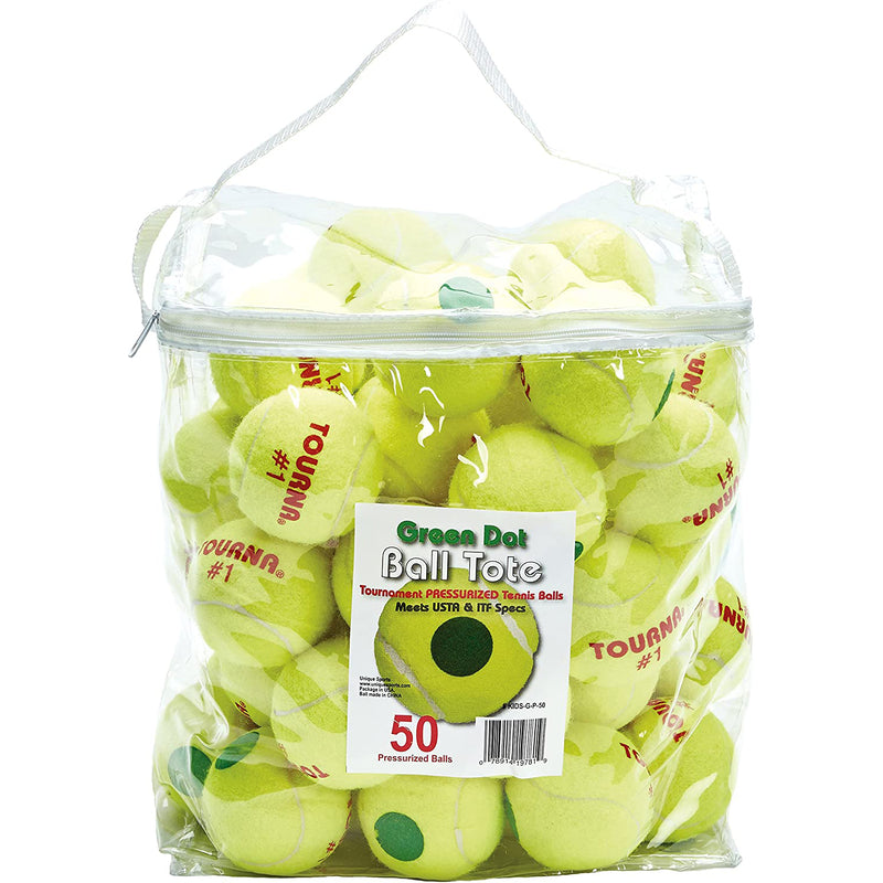 Open Box Tourna Kids Green Dot Pressurized Balls -50 Balls Tote Bag - lauxsportinggoods