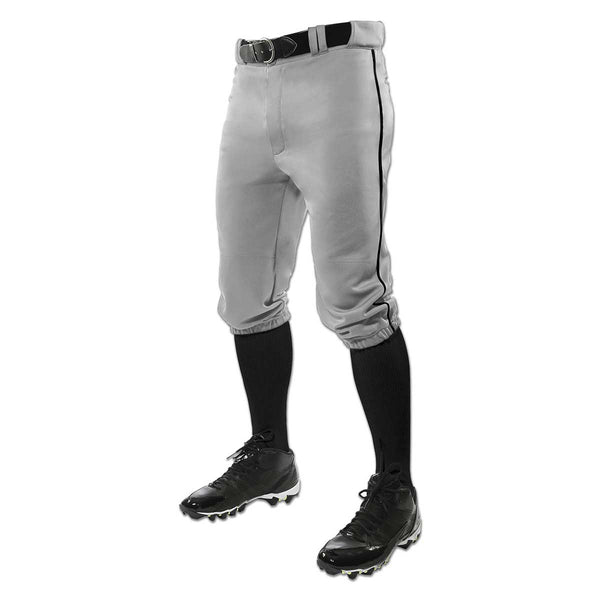 Open Box Champro Triple Crown Knicker Style Youth Baseball Pants with Side Piping/Braid-Small-Grey-Black Pipe - lauxsportinggoods