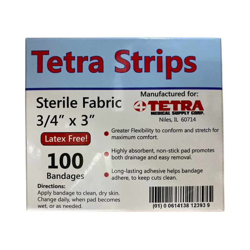 Tetra Flexible Fabric Bandages - 3/4" x 3" - Box of 100 - lauxsportinggoods