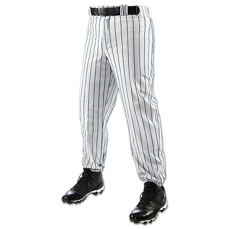 Used Champro Boys' Triple Crown Pinstripe Polyester Baseball Pants Youth-Medium-White-Navy Pin - lauxsportinggoods