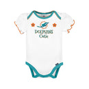 G-III Infant Girl's Miami Dolphins Short Sleeve Bodysuit - 3 Piece - lauxsportinggoods
