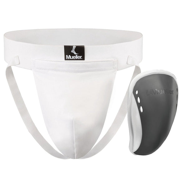 Mueller M-59403 Adult Athletic Supporter with Flex Shield Cup - White/Gray - Large - lauxsportinggoods