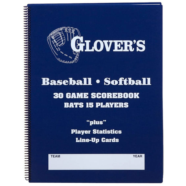 Glovers - BB106 Baseball/Softball 30 Game Scorebook-Bats 15 Players11"x15" - lauxsportinggoods