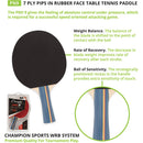 Champion Sports - 7 Ply Pips In Rubber Face Table Tennis Paddle - Each - lauxsportinggoods