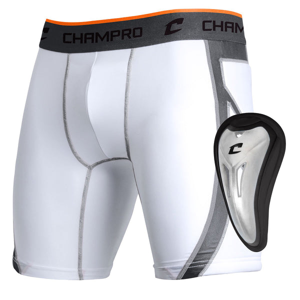 Open Box Champro Windup Sliding Short with Cup-WHITE BODY-L - lauxsportinggoods