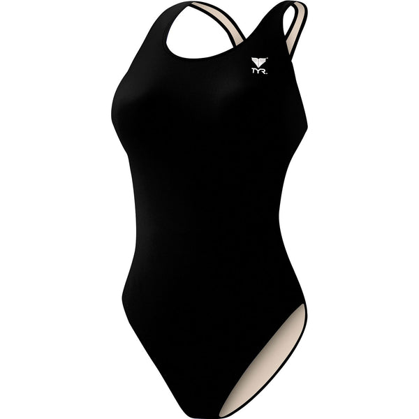 TYR Girls' TYReco Solid Maxfit Swimsuit-Black-24 - lauxsportinggoods