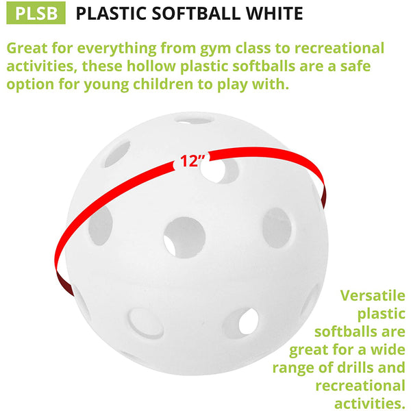 Champion Plastic Wiffle Softball - 12 inch - White - lauxsportinggoods