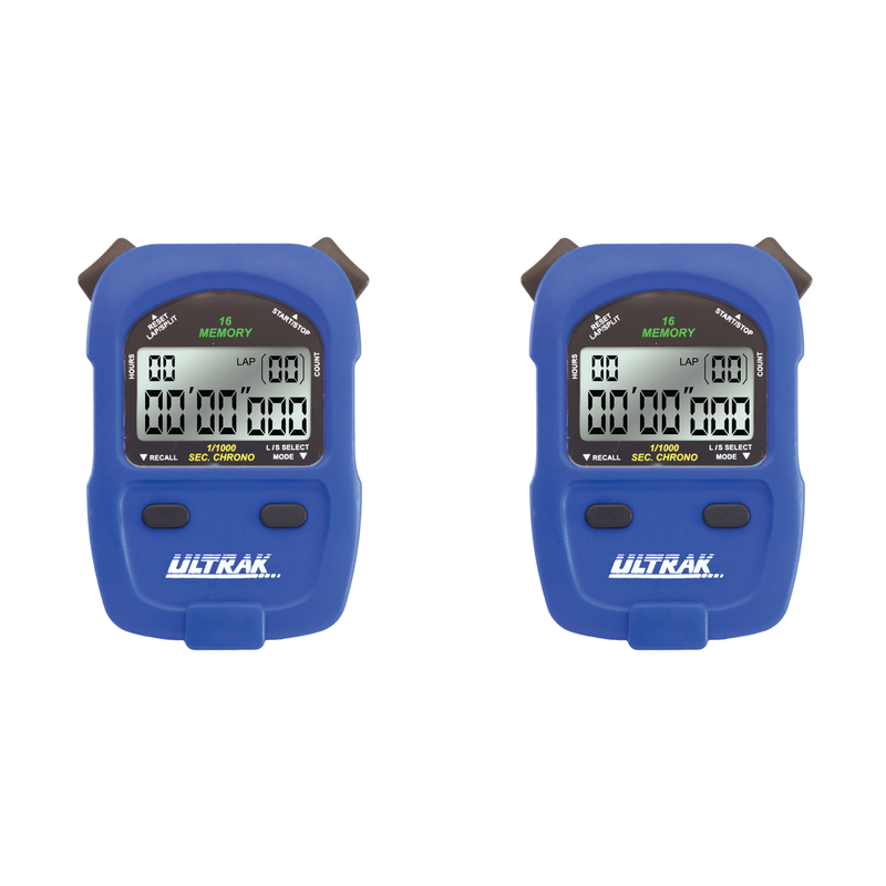 ULTRAK 460 - 16 Lap or Split Memory Stopwatch - Blue - 2 Pack - lauxsportinggoods