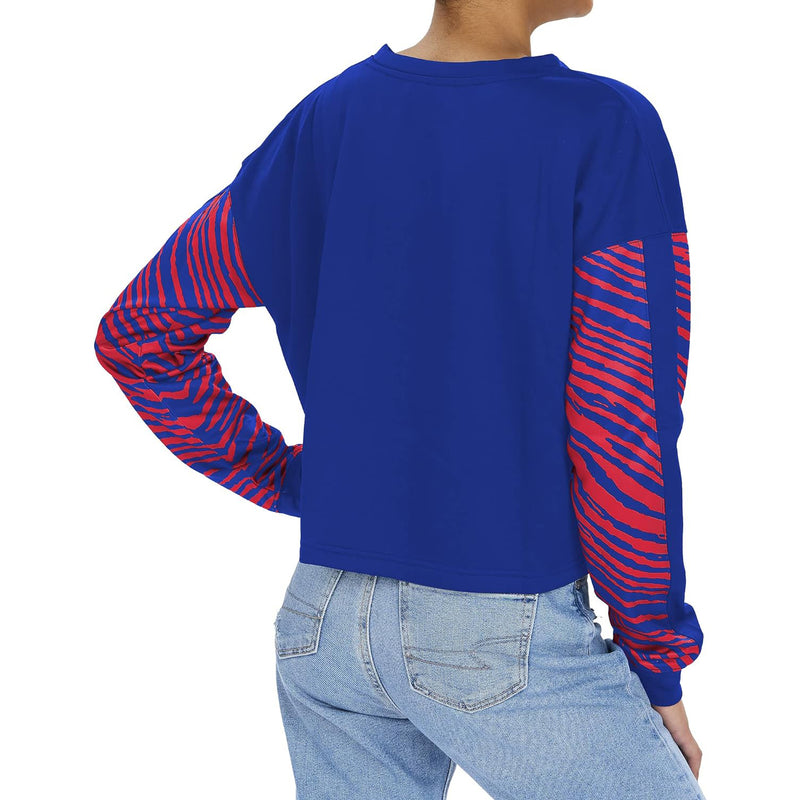 Zubaz - Women's Buffalo Bills Zebra Long Sleeves Crop Top - lauxsportinggoods