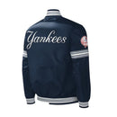 Starter Men's New York Yankees Midfield Satin Full-Snap Varsity Jacket - Navy - lauxsportinggoods
