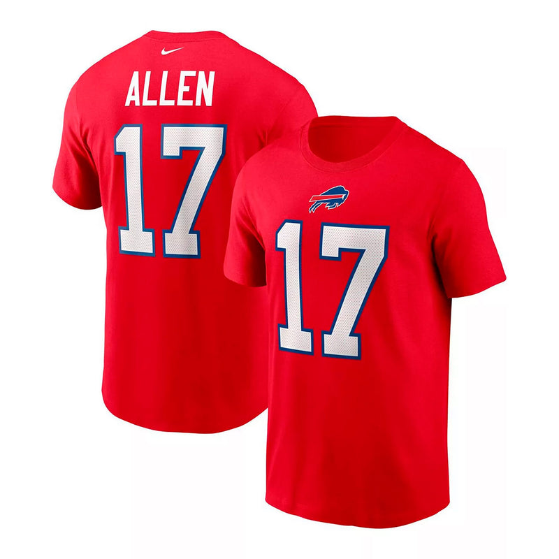 Nike Men's Buffalo Bills Josh Allen Name & Number T-Shirt - Red - lauxsportinggoods