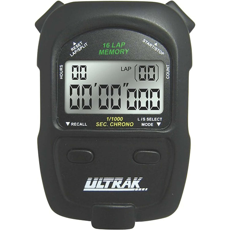 ULTRAK 460 - 16 Lap or Split Memory Stopwatch - Black - lauxsportinggoods