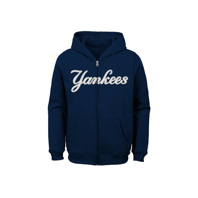 Outerstuff Boy's New York Yankees Wordmark Full Zip Fleece Hoodie - lauxsportinggoods