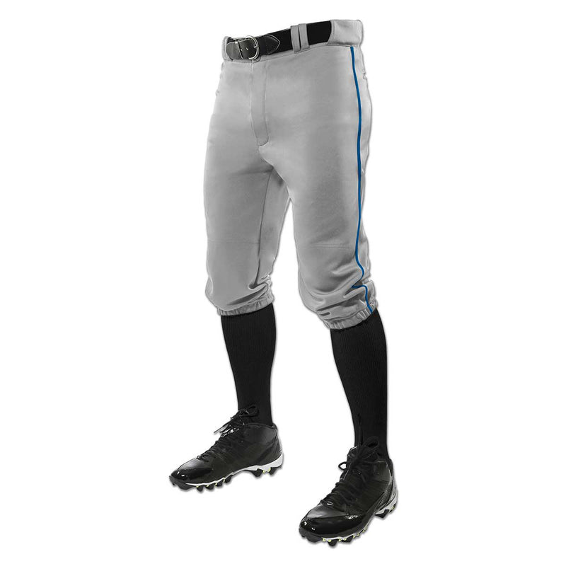 Open Box Champro Triple Crown Knicker Style Youth Baseball Pants with Side Piping/Braid-X-Small-Grey-Royal Pipe - lauxsportinggoods
