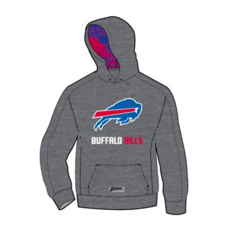 Zubaz Men's Buffalo Bills Static Print Hoody - Gray/ Team Color - lauxsportinggoods
