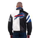 Starter Men's Buffalo Bills Cow/Leather Jacket - Black/White - lauxsportinggoods