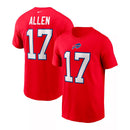 Nike Men's Buffalo Bills Josh Allen Name & Number T-Shirt - Red - lauxsportinggoods