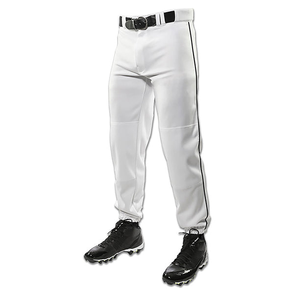 Champro Men's Triple Crown Classic Baseball Pants with Side Piping Adult-2X-Large-White-Black Pipe - lauxsportinggoods