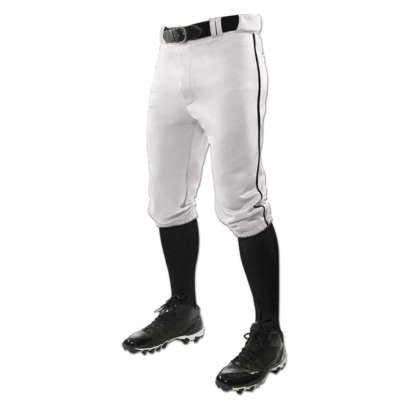 Open Box Champro Triple Crown Knicker Style Youth Baseball Pants with Side Piping/Braid-X-Small-White-Black Pipe - lauxsportinggoods