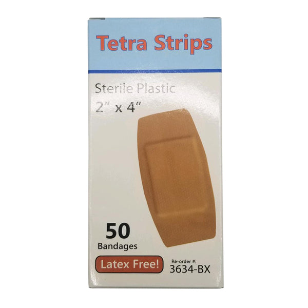 Tetra - Latex Free X-Large Plastic Strips - 2" x 4 1/2" - 50/Box - lauxsportinggoods