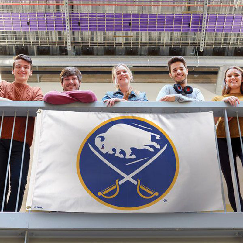 Wincraft Buffalo Sabres Deluxe Flag - 3 ft X 5 ft - White - lauxsportinggoods