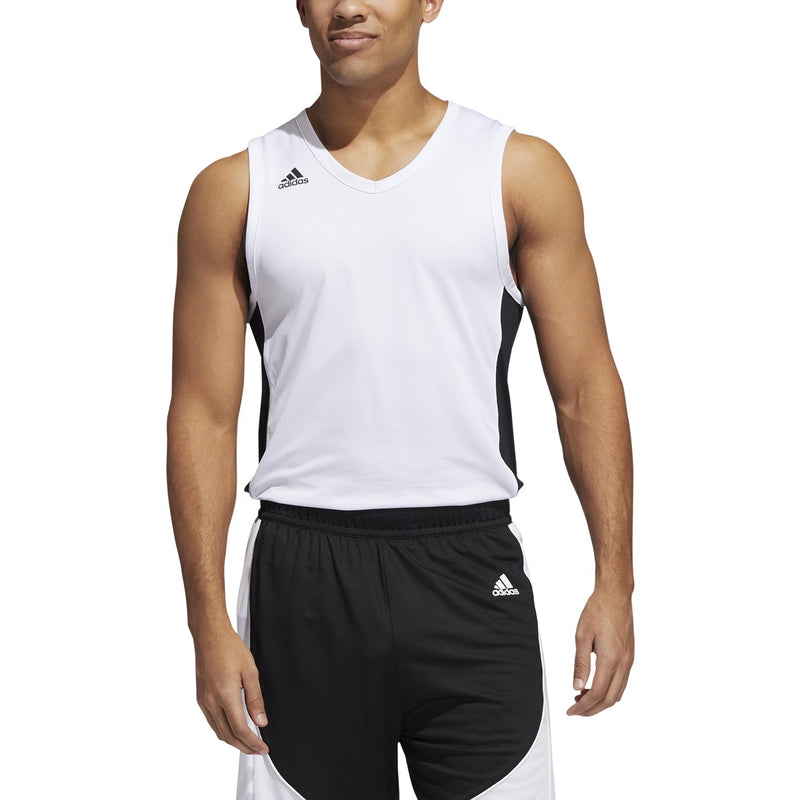 Adidas Men's N3XT Prime Game Basketball Sleveless Jersey - White/Black - lauxsportinggoods