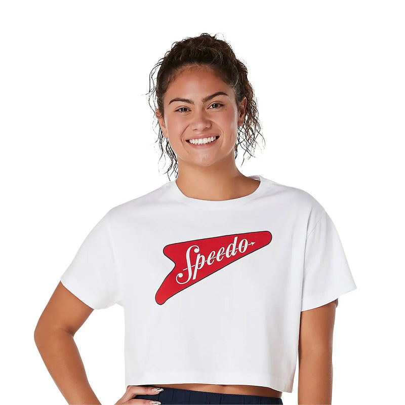 Speedo Women's T-Shirt Short Sleeve Crew Neck Vintage Crop - lauxsportinggoods