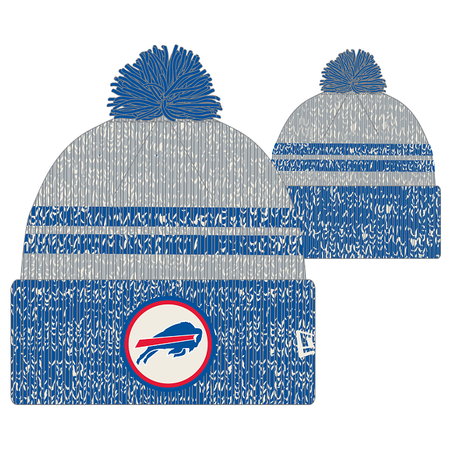 New Era Men's Buffalo Bills Knit Patch E3 Hat - Grey/Royal - lauxsportinggoods