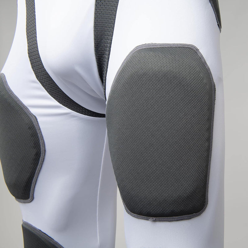 CHAMPRO Man-Up 7-Pad Integrated Adult Football Girdle with Built-in Hip - White - lauxsportinggoods