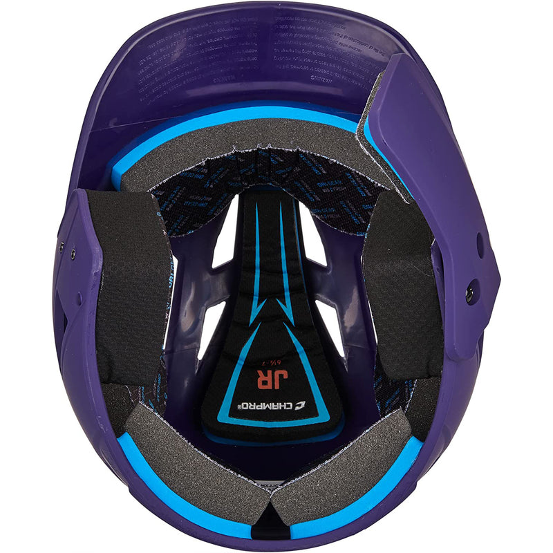 Open Box Champro HX Gamer Plus Bsbll Helmet w/Flap-PURPLE BODY-MATTE-Senior - lauxsportinggoods