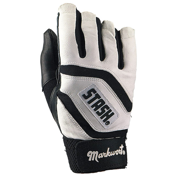 Markwort Stash M-STSH Batting Glove Adult Left Hand-Large-Black/White - lauxsportinggoods