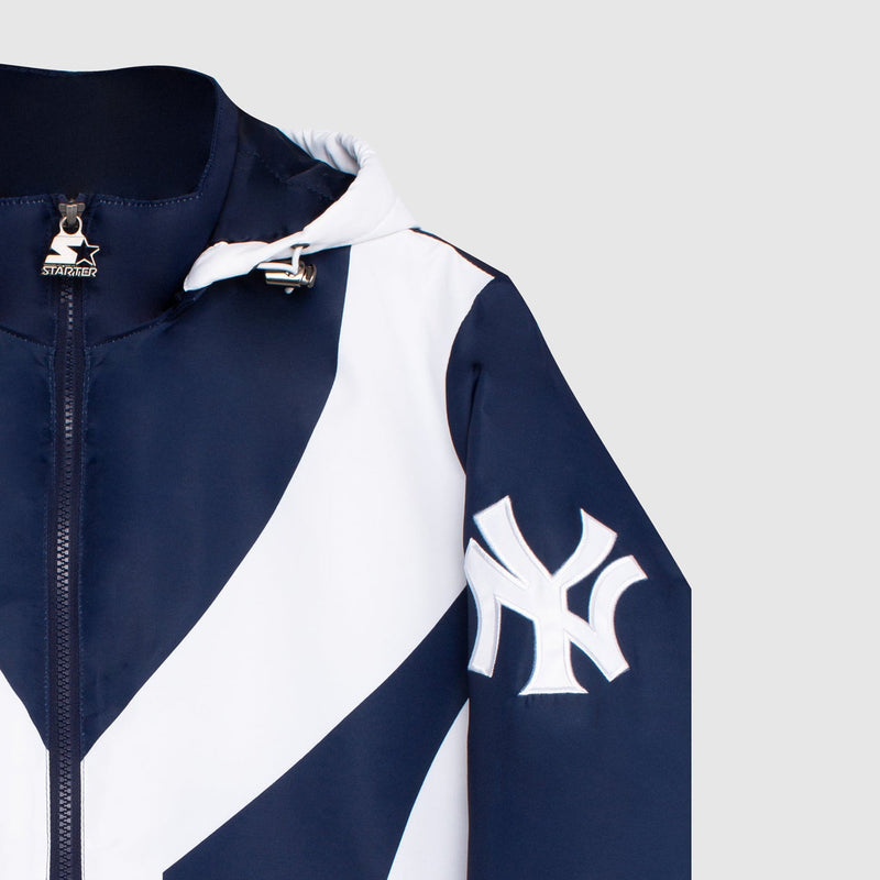 Starter Men's New York Yankees Hooded Nylon Full-Zip Jacket - Navy - lauxsportinggoods