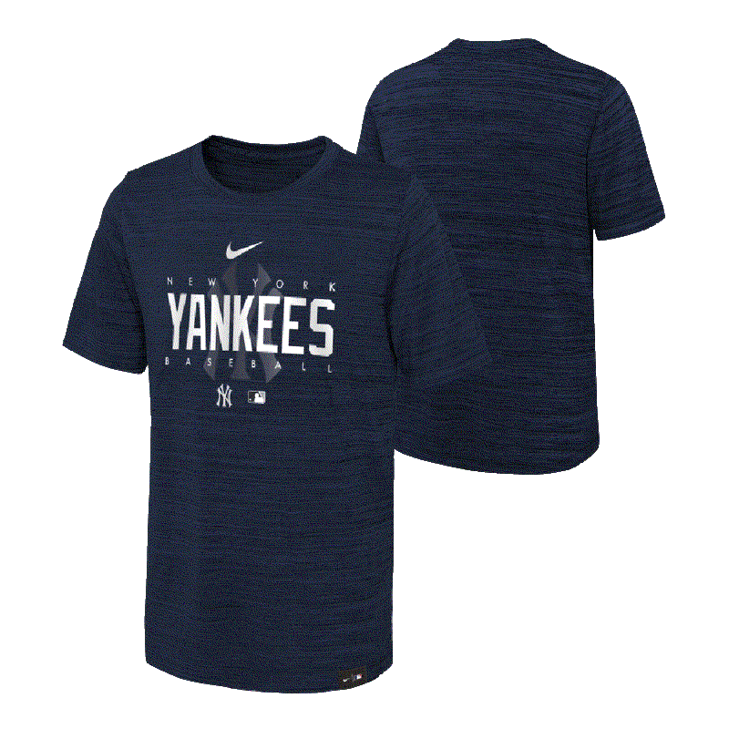 Outerstuff Boy's New York Yankees Dry-Fit Velocity Practice Tee - Pitch Blue - lauxsportinggoods